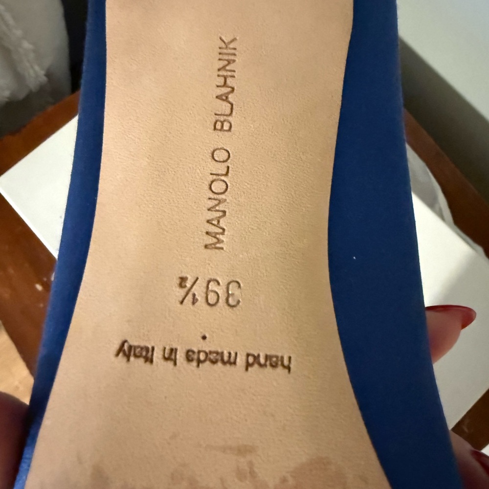 Manolo Blahnik Hangisi 70mm satin blue heels - sz 39.5 - Picture 3 of 13